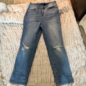 Flag & Anthem Distressed Blue Jeans - Classic Mid Wash Straight Leg